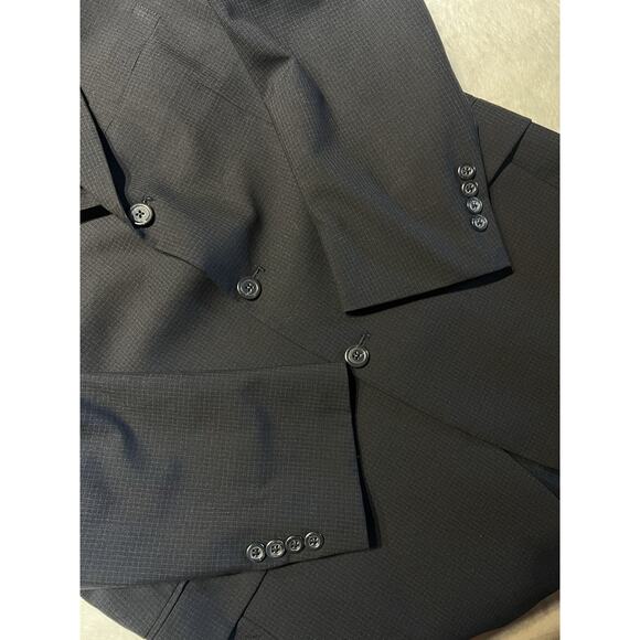 Burberry London Mens 40R 34x29 Gray Micro Check Plaid Designer Suit 3/2 Roll - Picture 7 of 16